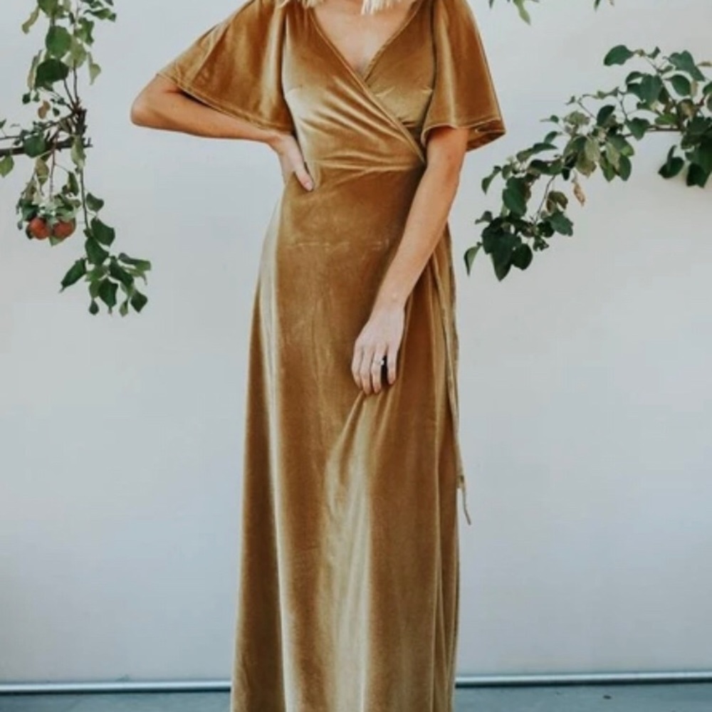 Baltic Born Velvet Wrap Maxi Dress size small in Gold